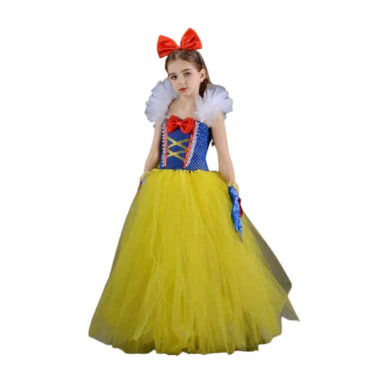 Kids Children Snow White Yellow Tutu Dress Set Princess Outfits Cosplay Costume