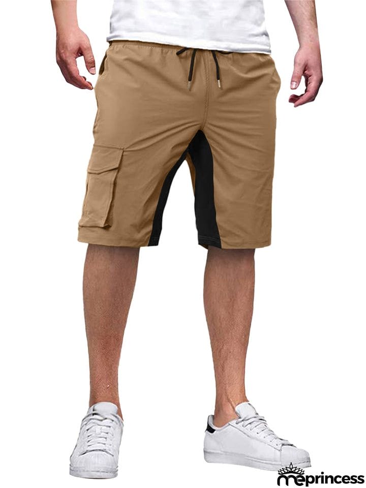 Male Contrast Color Drawstring Casual Summer Shorts