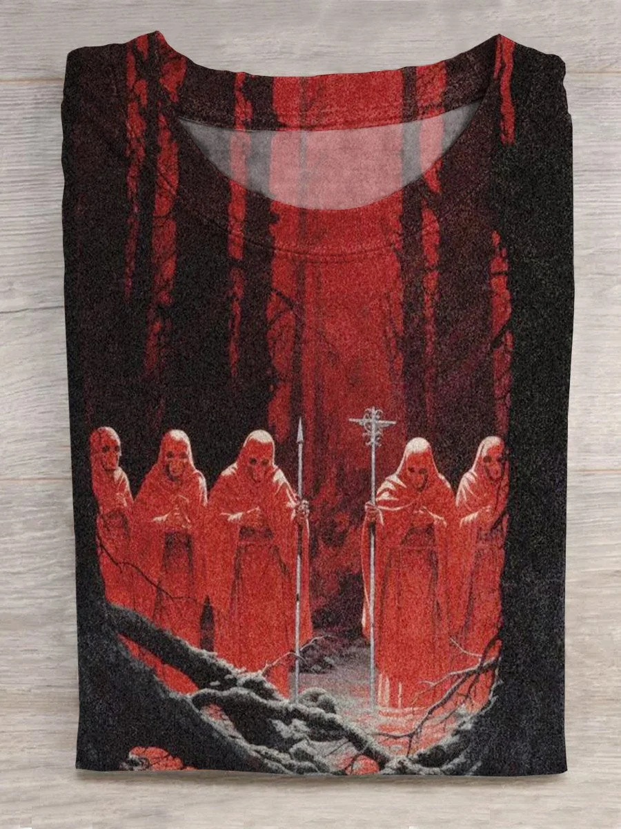 Eagerlys Retro Dark Rite Art Print Casual T-shirt Eagerlys