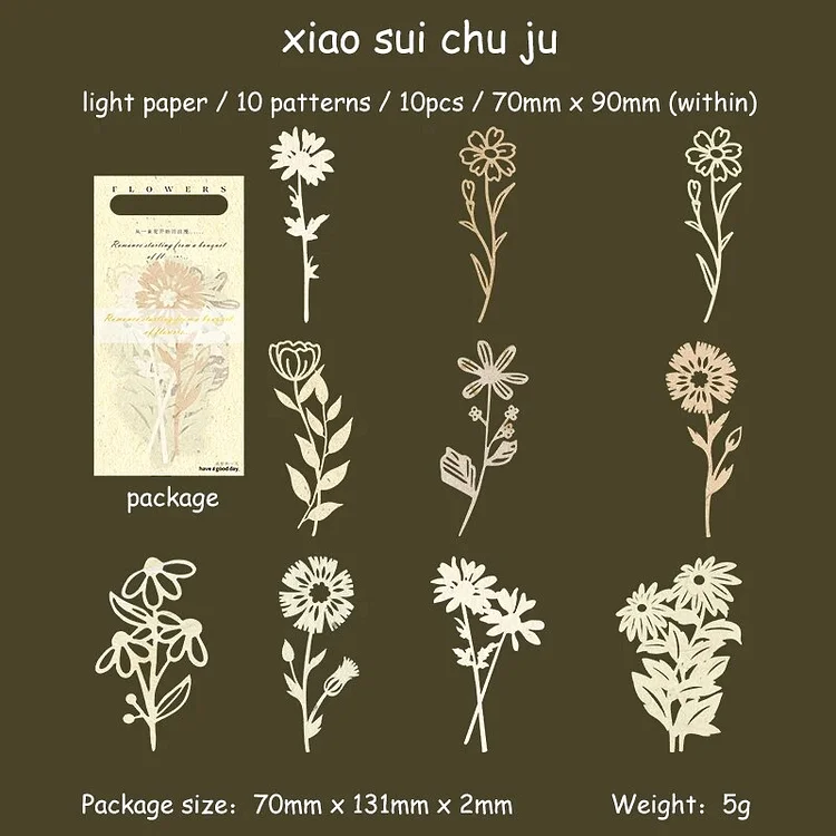 Journalsay 10 Sheets A Bouquet of Flowers Series Vintage Hollow Strip Material Paper