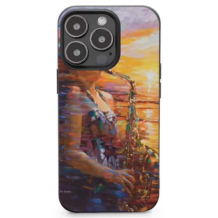 Sunset Saxophone Mobile Phone Case Shell For IPhone 13 and iPhone14 Pro Max and IPhone 15 Plus Case - Heather Prints Shirts