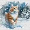 Cat Walking In Snow-14CT Stamped Cross Stitch 50*50cm/19.69*19.69in tapestrymarket