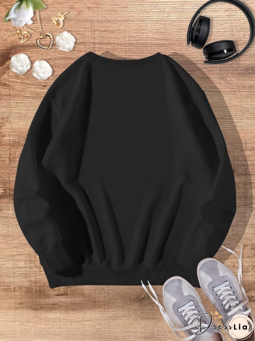 Black Retro Sika Deer Casual Fashion Winter Round Neck Long-sleeved Sweatshirt