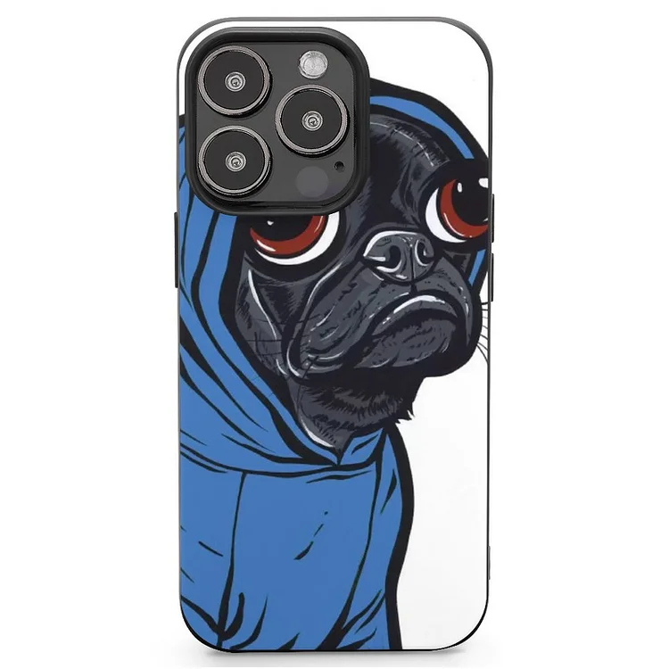 Black Pug Hoodie Mobile Phone Case Shell For IPhone 13 and iPhone14 Pro Max and IPhone 15 Plus Case - Heather Prints Shirts