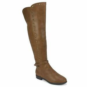 Rialto Women's Ferrell Leather Almond Toe Knee High Fashion Boots Brown Size 6M - Life is Beautiful for You - SheChoic