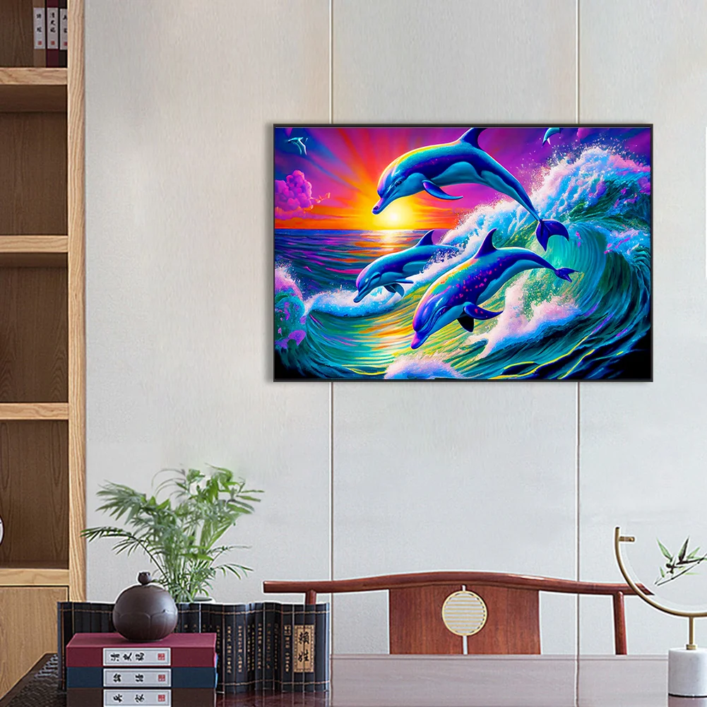 Diamond Painting - Full Round Drill - Dolphin(Canvas|40*30cm)