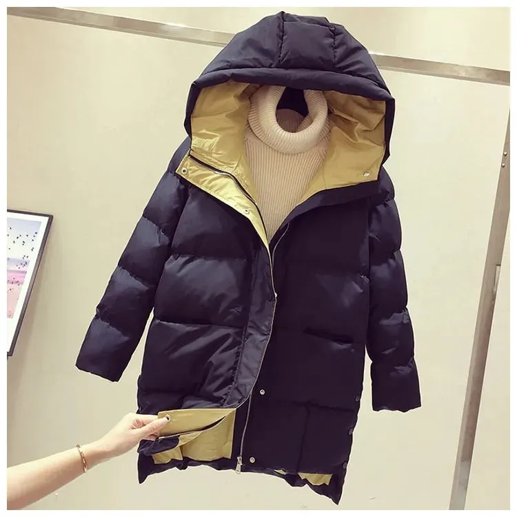2021 Winter Women Jacket Coats Parkas Women Down Cotton Hooded Overcoat Thick Warm Plus size Female Long Cotton Padded Jackets