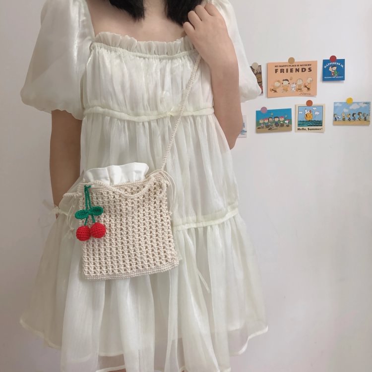 Kawaii Flower Hollowed out Crochet Bag Crochet Material Kit