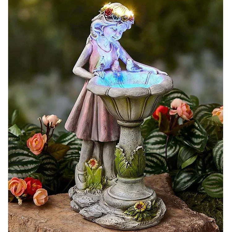 Flower Fairy Solar Decorative Resin Garden Statue