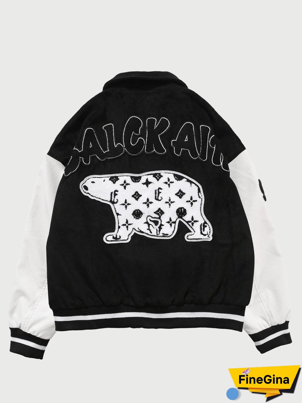 Letter Embroidery Colorblock Varsity Jacket