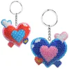 (US Only)Heart DIY Beads Needlework Keychain Craft Mosaic Beads Embroidery Keyrings Art