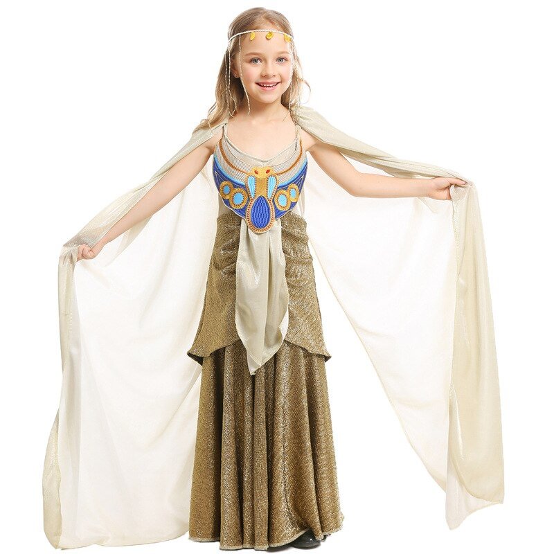 Girls Children Egyptian Goddess Dress Kids Hallowen Cosplay Costume-elleschic