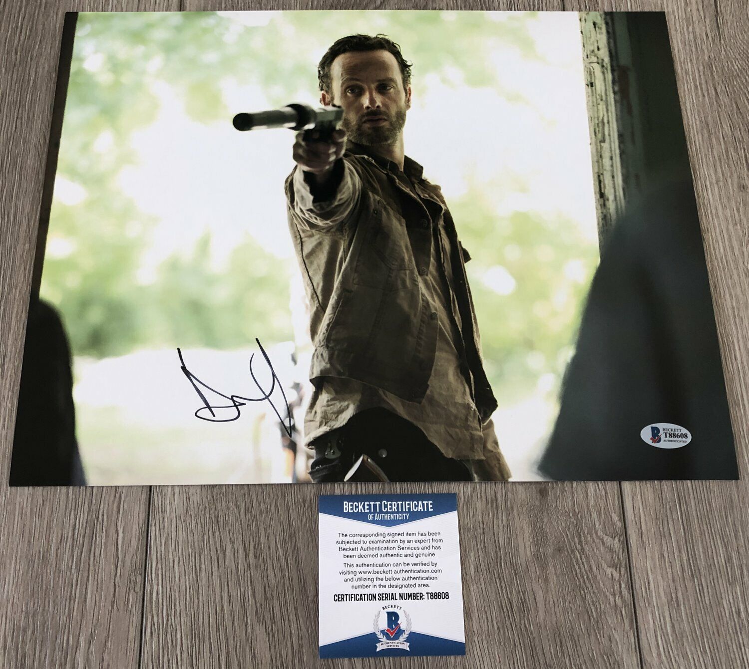 ANDREW LINCOLN SIGNED THE WALKING DEAD 11x14 Photo Poster painting B w/PROOF & BECKETT BAS COA