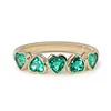14K Yellow Gold Heart Shaped Lab Gems Bezel Half Eternity Ring Everyday Essential