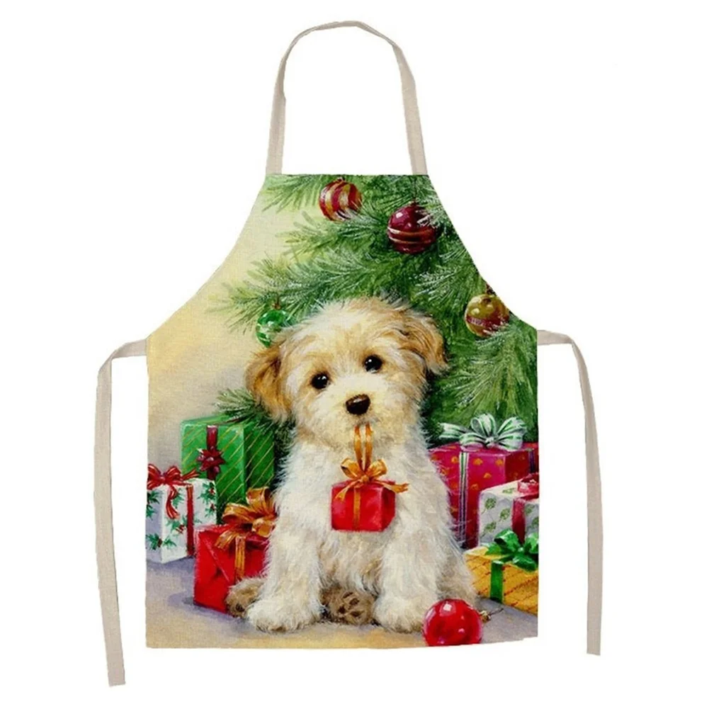 Linen Print Apron - Dog (68x55cm)