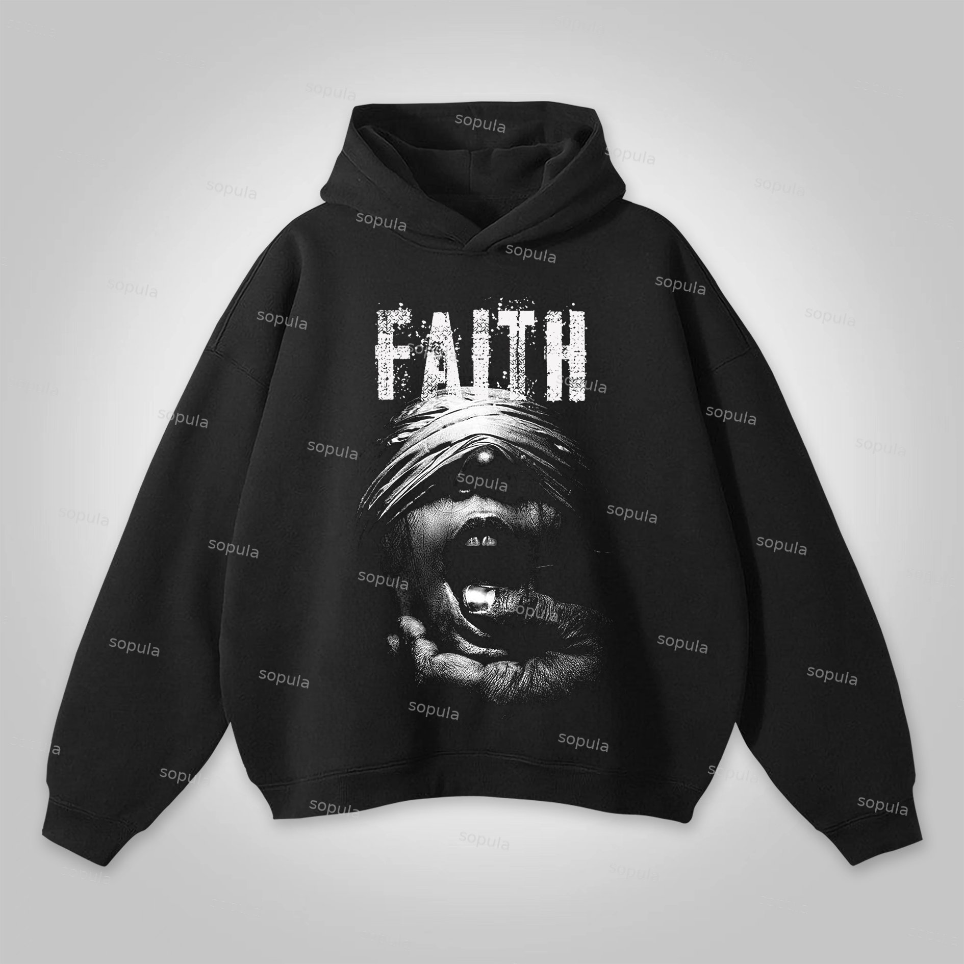 Sopula Mummy Faith Graphic Print Side Hoodie - SOPULA