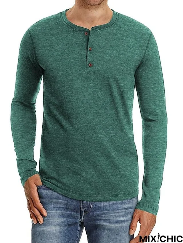 Men's Long Sleeve T-Shirt Solid Color Casual Top Basic Non-Printing Shirt Soft Touch Daily Wear