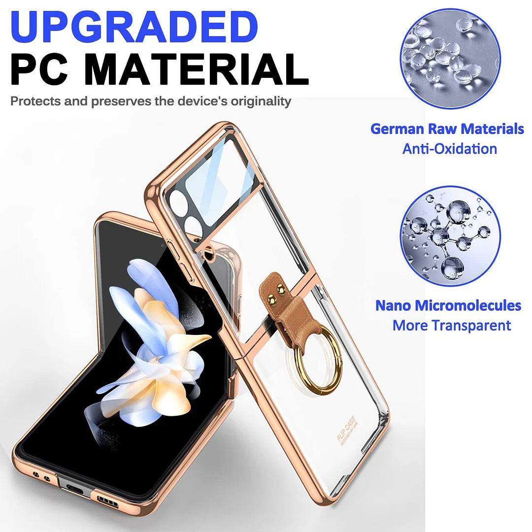 For Samsung ZFlip4 Shell Film Phantom Ring Personality Pure Color Simple Transparent PC Hard Case Phone Case