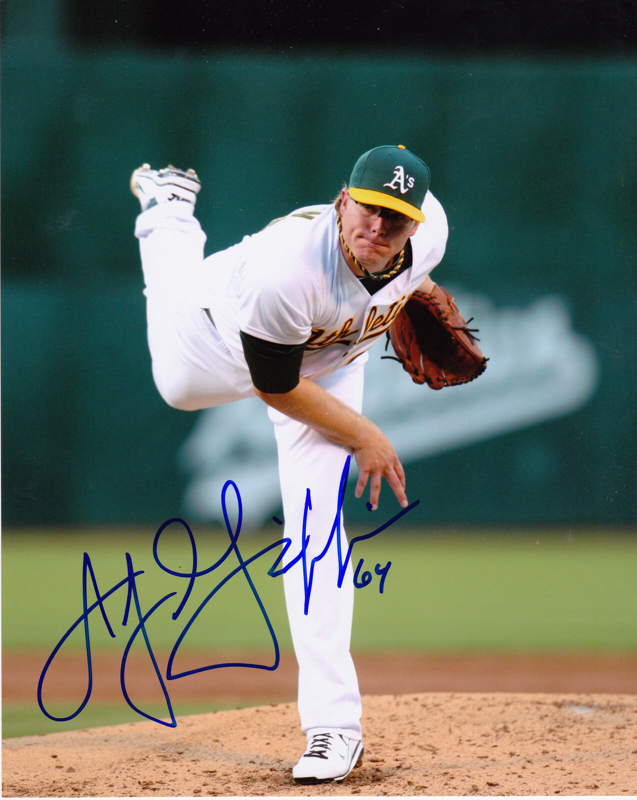 A.J. GRIFFIN OAKLAND A'S ACTION SIGNED 8x10