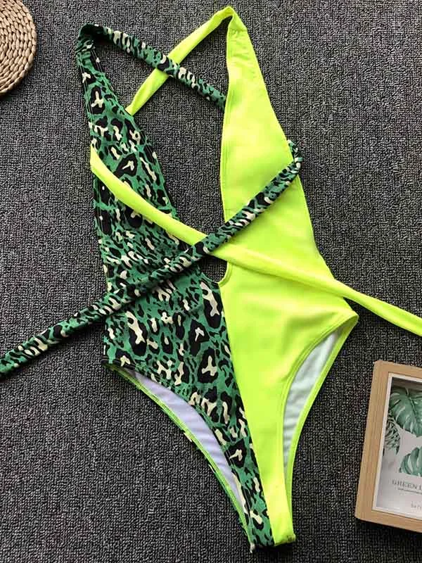 Color Block Wide Strap One-Piece Swimsuit