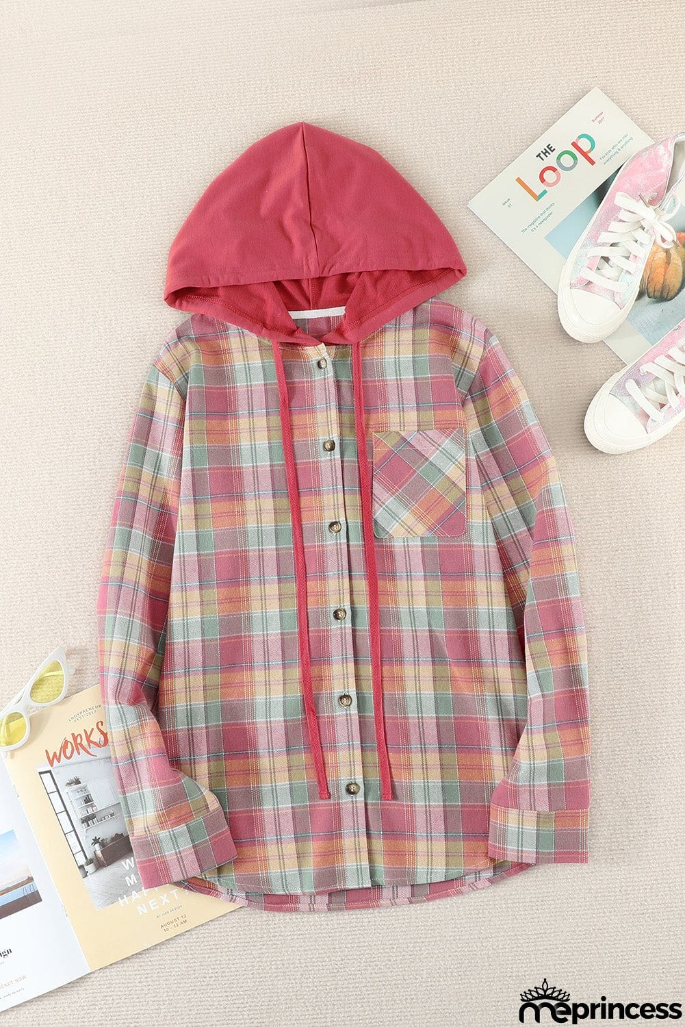 Plaid Hooded Shirt Coat