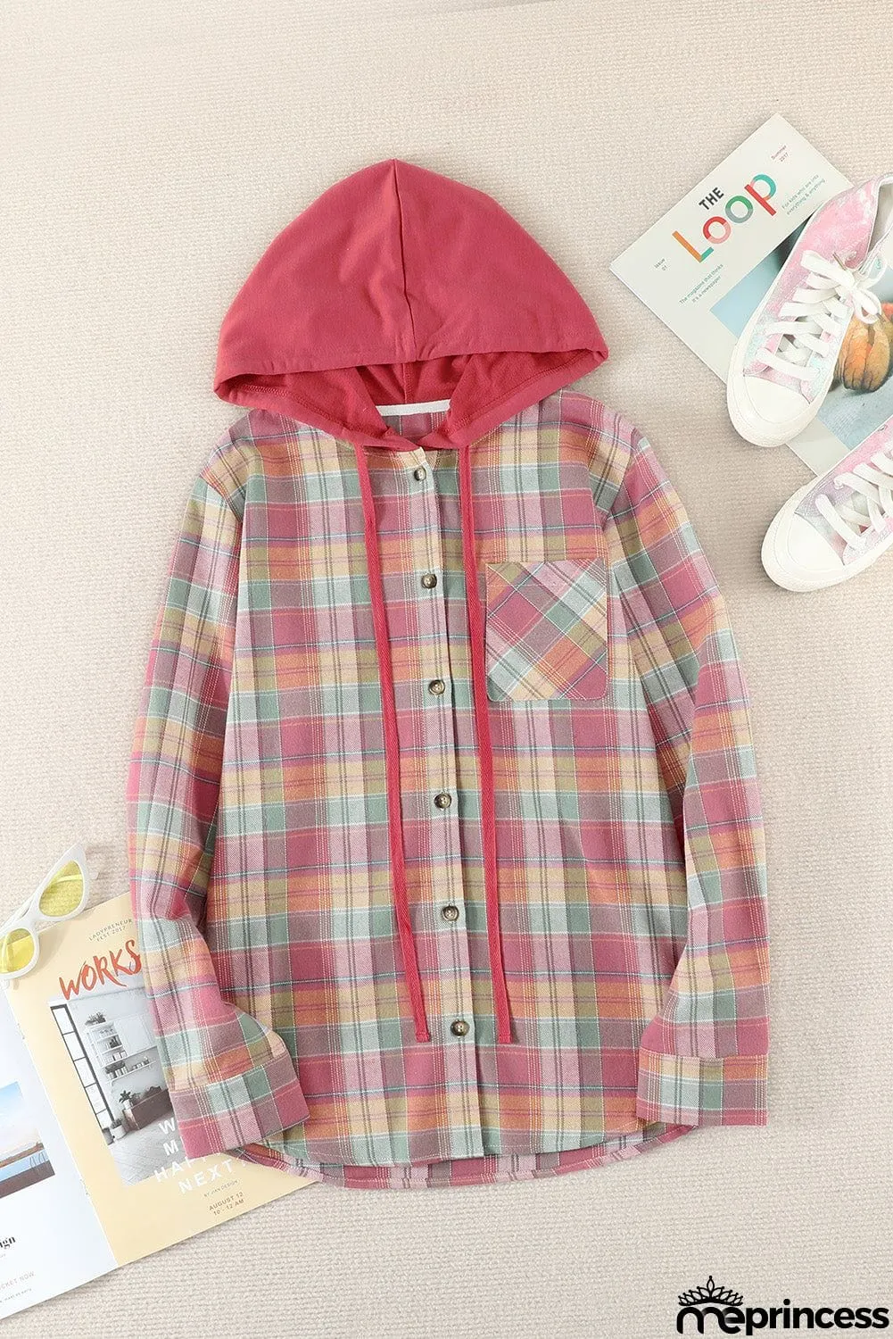 Plaid Hooded Shirt Coat