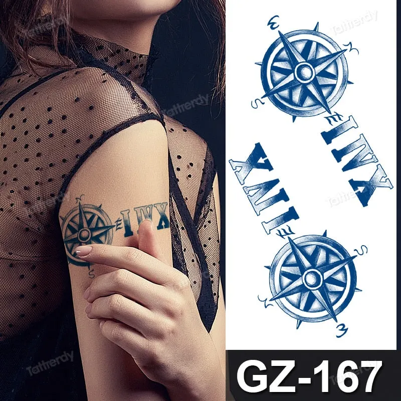 waterproof temporary tattoos men sleeve armband tattoo letter wings flowers long lasting juice ink tattoo sticker fake body art