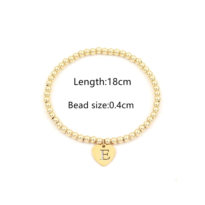 304 Stainless Steel Copper Beaded Letter Heart Shape Bracelets