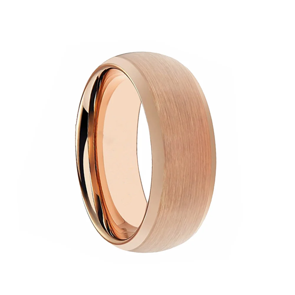 6MM 8MM Couples WeddingRose Gold Plated Brushed Center Tungsten Carbide Rings