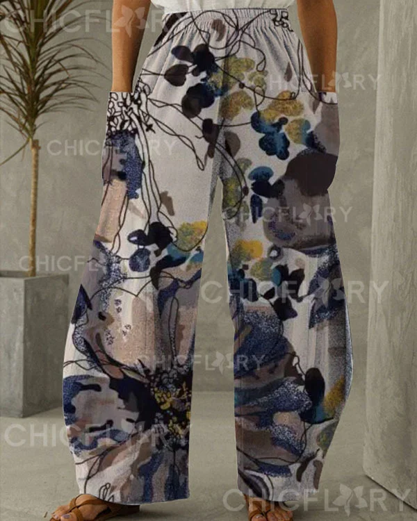Women's Flowers Print Loose Pants