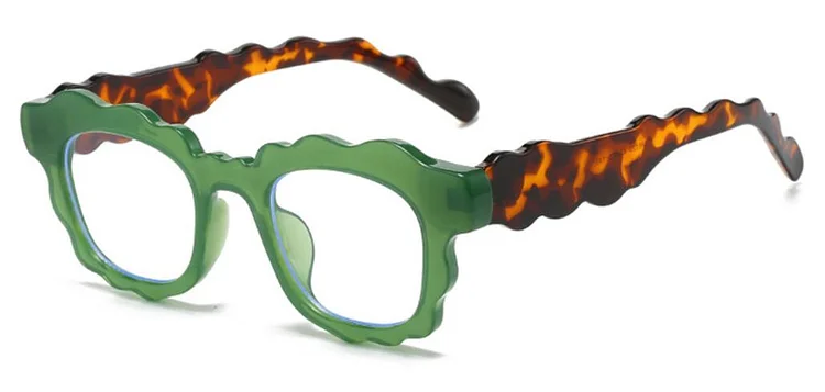 Irregular Square Jelly Color Reading Glasses Women Men Clear Anti Blue Light UV400 Trending Unique Wavy Eyeglasses Frame