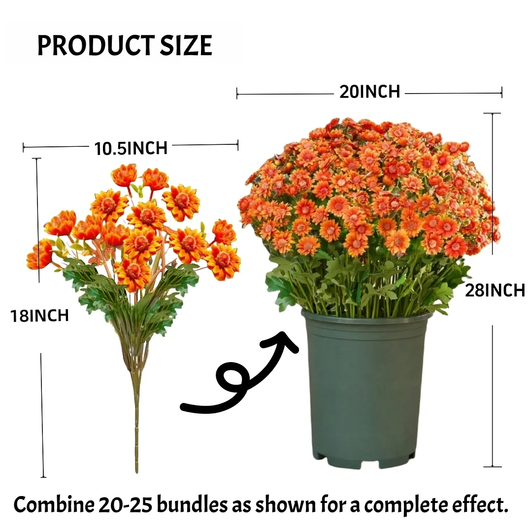 🏆Flash Sale⚡Artificial Outdoor Sunset Mums Flowers - UV resistant. Waterproof. Windproof