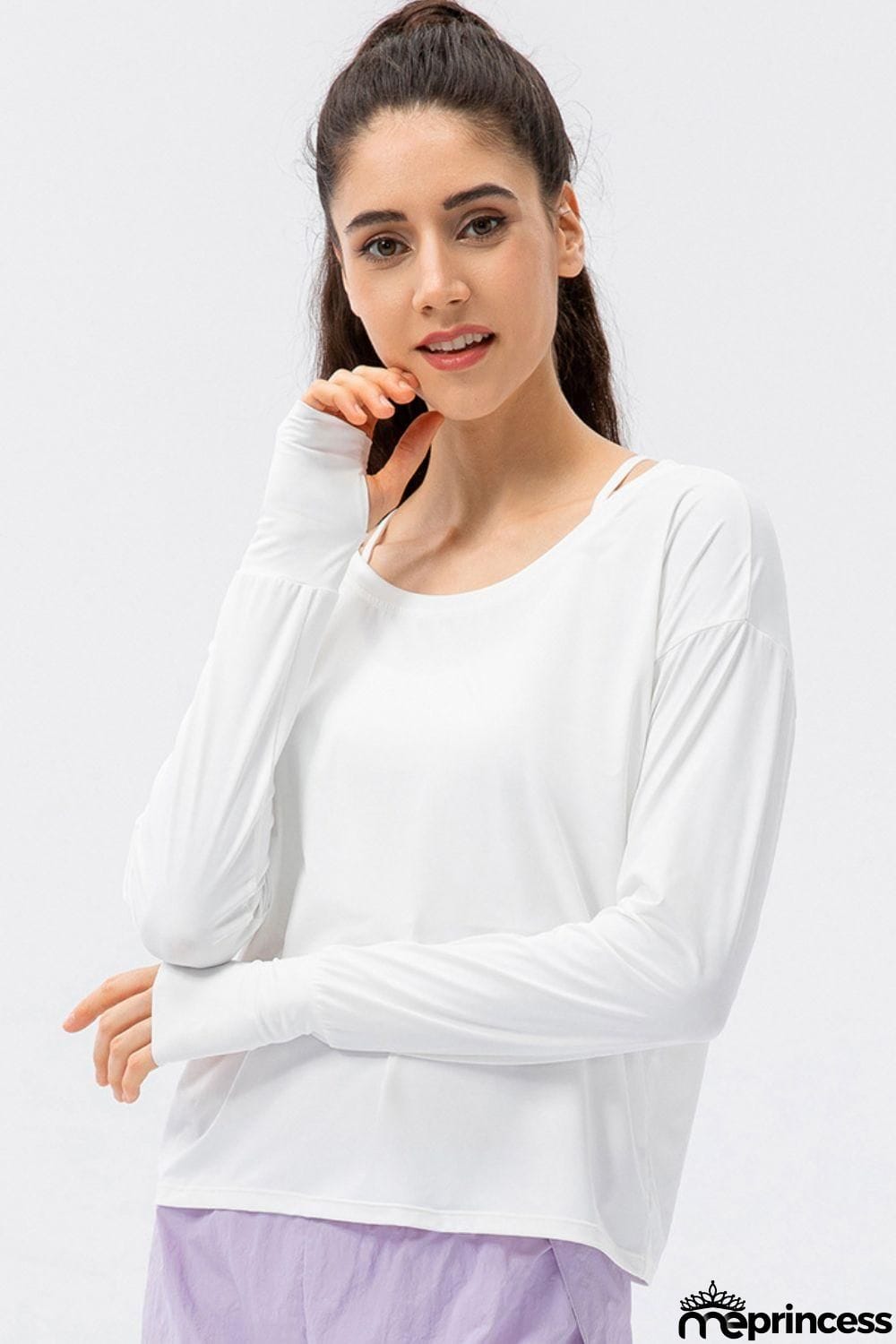 Breathable Round Neck Dropped Shoulder Top