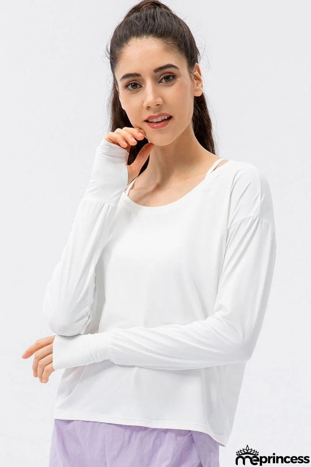 Breathable Round Neck Dropped Shoulder Top
