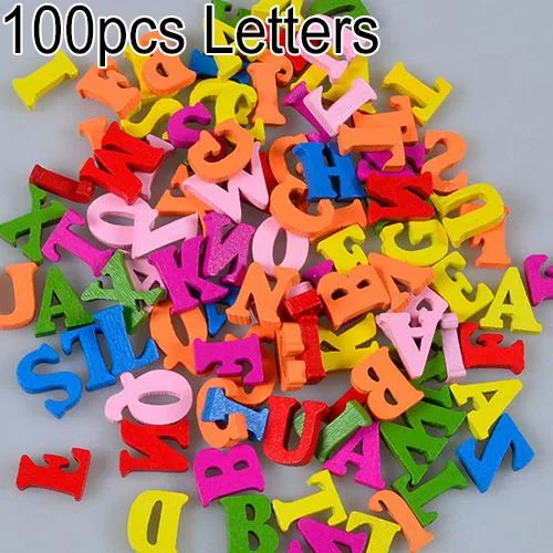 100Pcs Colorful Letters Numbers Wooden Flatback Embellishments Crafts Tool Decorative Letters & Numbers Decoration