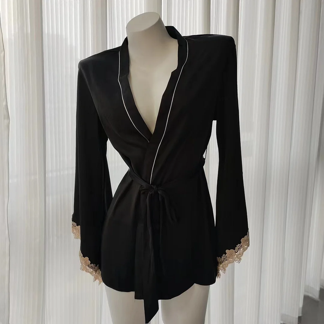 Sdrawing Sdrawing Sexy Lace Bathrobe Simple With Soft Ice Skate High Quality Night Goibeth 2025 New Lace Morning Robe