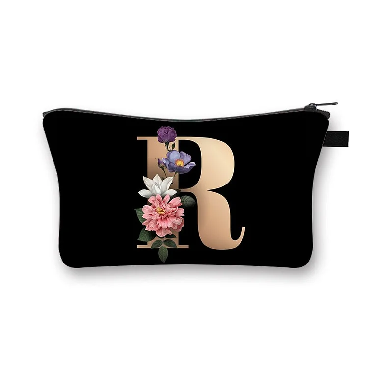 Alphabet flowers Printed makeup bag