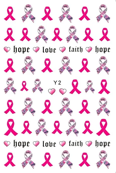 Pink Ribbon Health Nail Art Stickers 3D Decals Manicure Accessories Salon Women Gift Sticker Decal Heart Star Letter