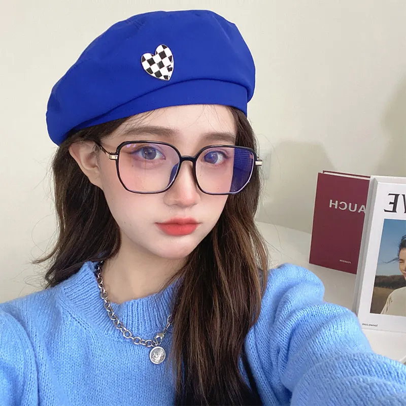 Fashion Pure Color Love Heart Beret