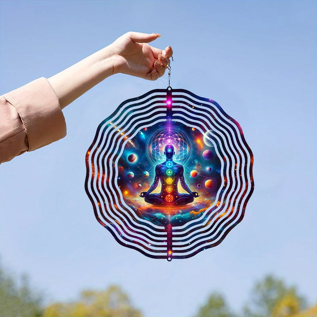 3D Hanging Wind Spinner 360 Degree Rotating 10-Inch Garden Wind Spinners Hanging Wind Catcher Art Gift for Home Garden Halloween Christmas (contemplation)