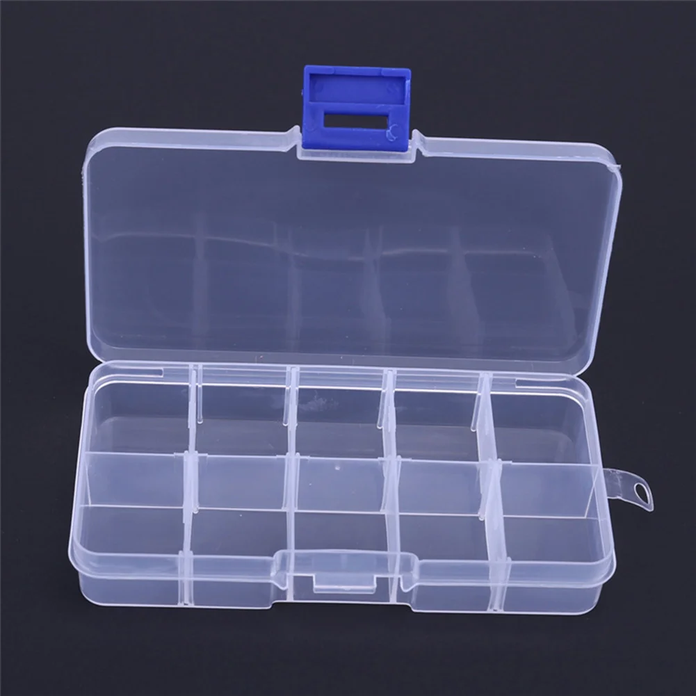 10 Grids Compartments Plastic Transparent Organizer Diamond Storage Box