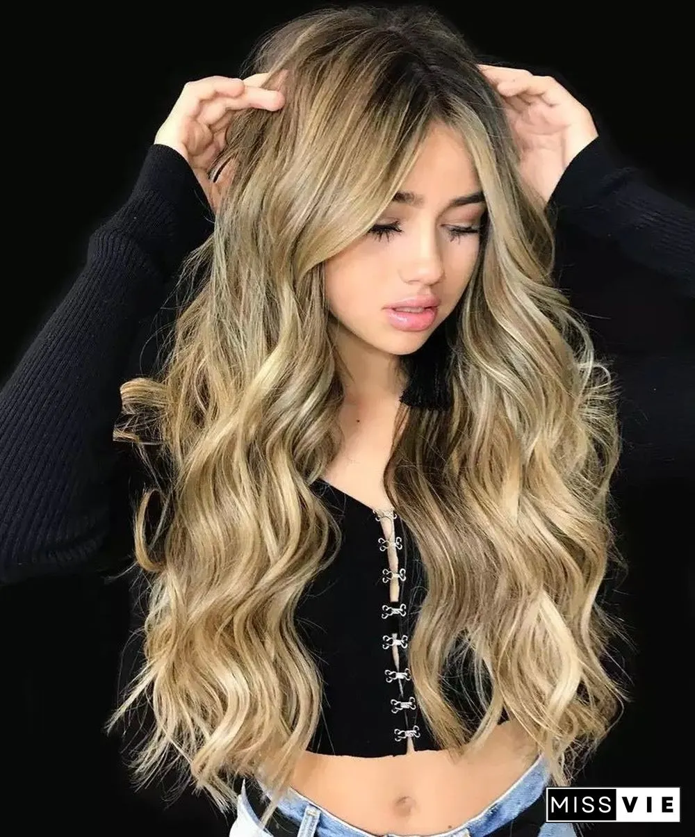 Temperament Wig Female Chemical Fiber Hair Big Wave Long Curly Hair Middle Point