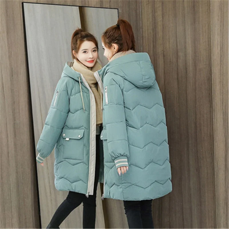 High Quality Winter Jacket Women Parker Thick Down Cotton Jacket Large Size Mid-Long Hooded Outerwear Women Warm Winter Coat