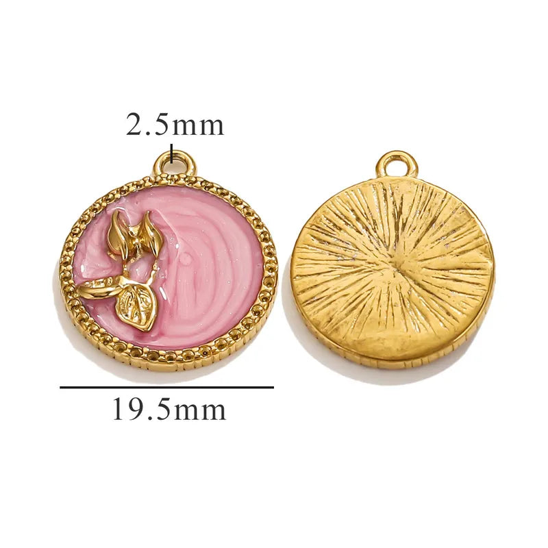 1 Piece 18 * 23mm 19mm 20.5mm 304 Stainless Steel Leaf Rose Flower Pendant Jewelry Accessories