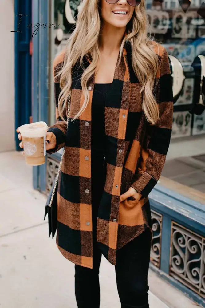 Ingvn - Contrast Plaid Coat Black / S Tops