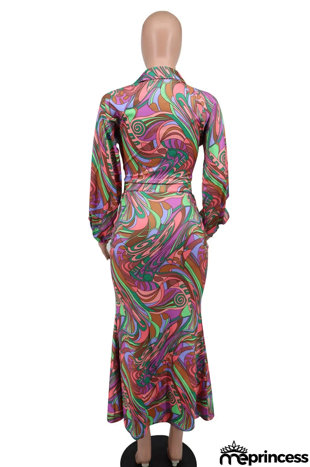 Fashion Spring Casual Print Long Sleeve Two-Piece Women's Skirt Set