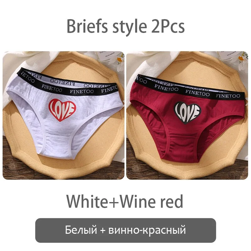 FINETOO Fashion Printing Panties Love Heart Cotton Underwear Women M-2XL Female Underpants Plus Size Girls Briefs Lingerie 2021