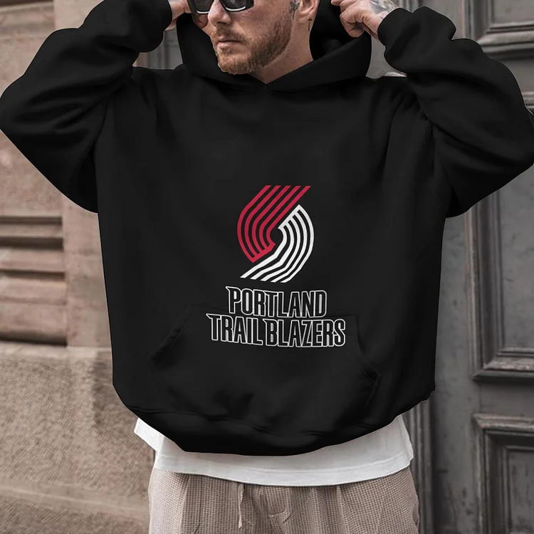 Portland Trail Blazers Printed Hooded Pocket Pullover Hoodie