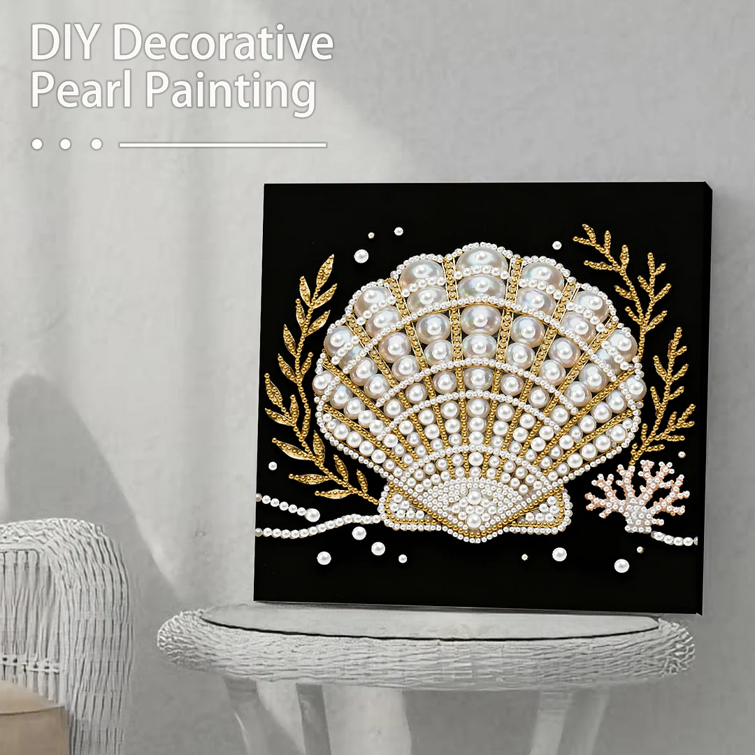 Seashell DIY Pearl Art Diamond Painting Kit for Adult Home Decor 25x25cm With Frame