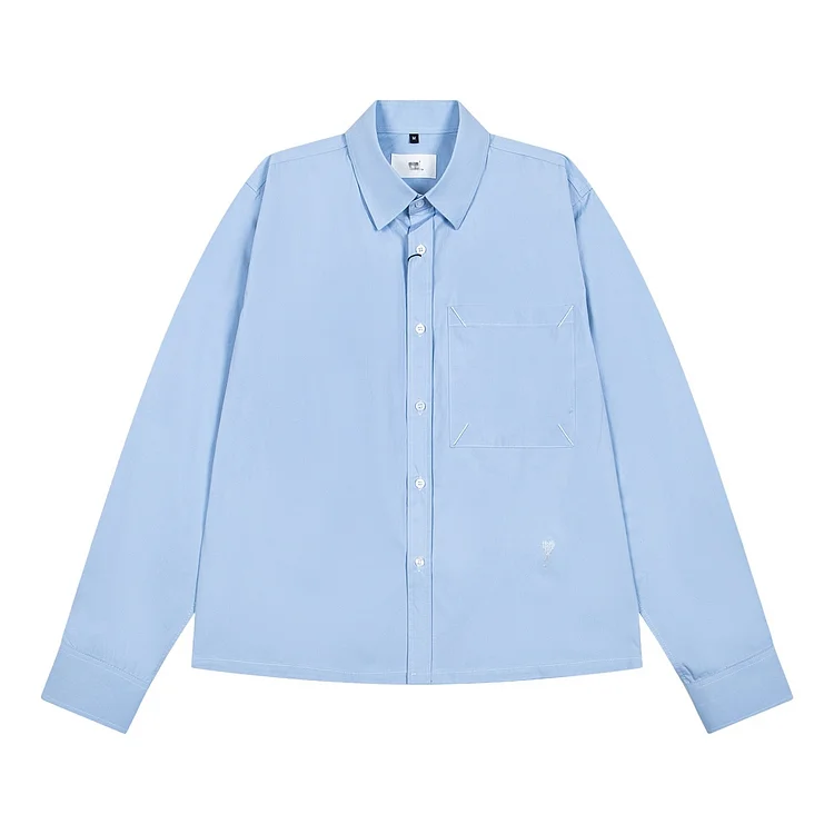 Women Casual Long Sleeve Blouse Embroidered Small Logo Shirt